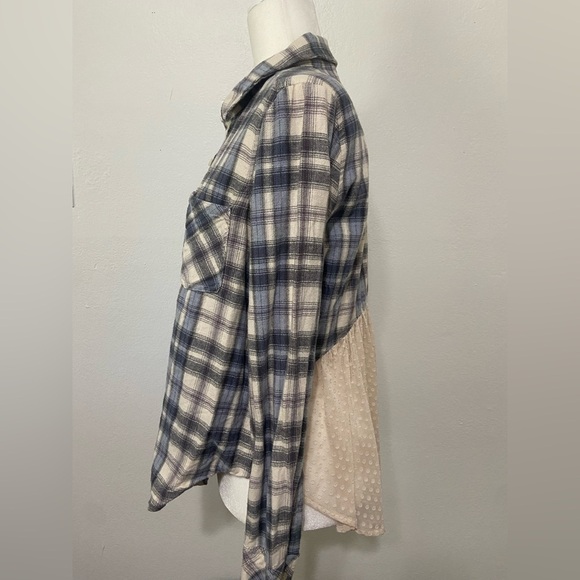 Anthropologie Holding Horses women's S mixed media flannel with ruffle back EUC - Picture 4 of 9